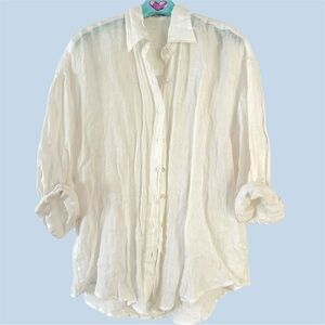 Vitamin A White Linen Shirt/Cover Up